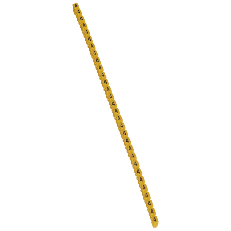 Маркер для провода 4-6 мм. кв. CAB3 Legrand - "4" желтый