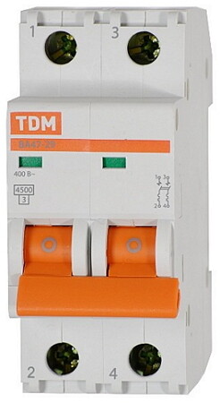 Выключатель автомат. 2-пол. (2P)  20А C  4,5кА ВА47-29 TDM Electric