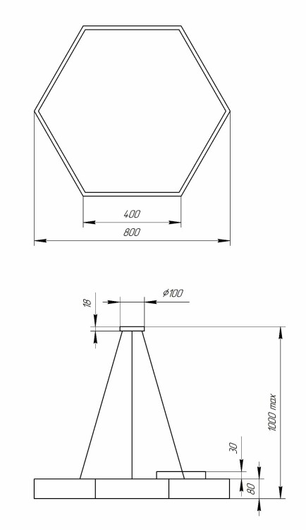 Светильник подв. (LED) 66Вт 4000К 4800лм IP40 шест.угл. 800х800х80 бел. Geometria Hexagon ЭРА